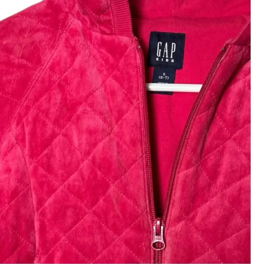 GAP Kids Quilted  Long Sleeve Zip Front  Hoodie With Pockets Sz S 6-7